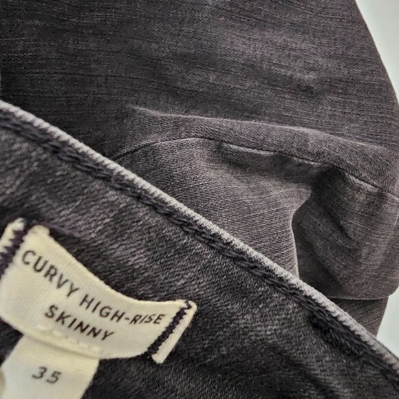 Madewell Size 35 Plus Size Black Curvy High-Rise Skinny Jeans Cuffed Hem - Picture 8 of 9